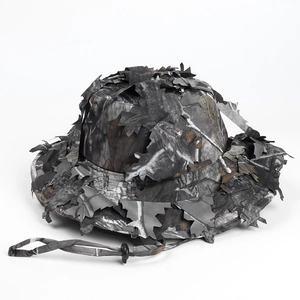 3D leafy camouflage boonie hat with adjustable chin strap for outdoor forest hunting