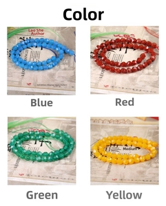 Detailed faceted natural stone beads in blue, red, green, and yellow for DIY jewelry making