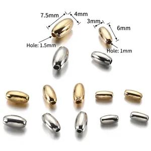 Oval gold and silver ABS spacer beads for DIY jewelry making in two sizes