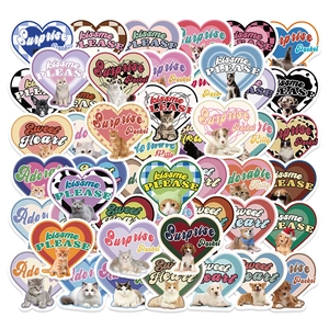 Set of heart-shaped pet stickers featuring various cute cat and dog photos for decoration