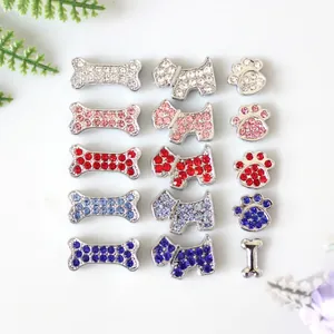 8mm colorful rhinestone paw and bone charms for DIY bracelets and pet accessories