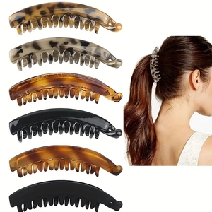 Banana Hair Clips Plastic Resin Large Vertical Claw Ponytail Holder Leopard Tortoise Shell Fashion For Women Girls