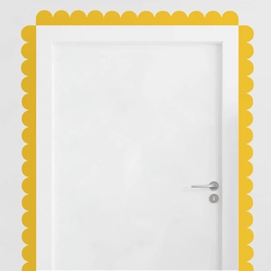 Yellow wavy border wall stickers for door frames and corners with minimalist PVC design