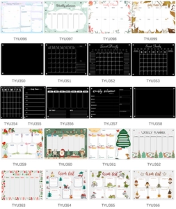 Grid view showing multiple acrylic magnetic weekly planner board styles and designs