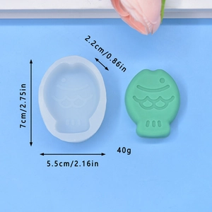 Détail du moule en silicone poisson avec dimensions pour savon et pâte à sucre