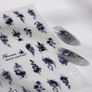 3D relief butterfly nail art stickers with vintage floral patterns and micro diamonds