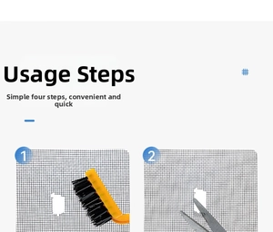 Detail showing cleaning and cutting steps for self-adhesive screen window repair tape kit