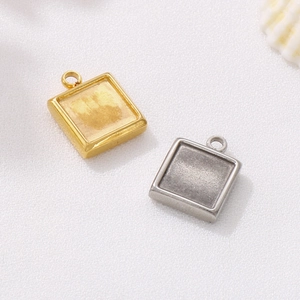 Stainless Steel Square Pendant Base Tray Settings For DIY Jewelry Making Minimalist Style Cabochon Inlay Geometric Accessories