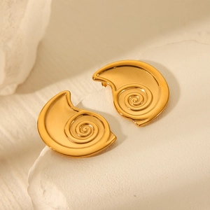 Boucles Doreilles Spirale Coquillage Acier Inoxydable Plaqué Or 18K Forme Nautilus Mode Haut De Gamme Pour Femmes