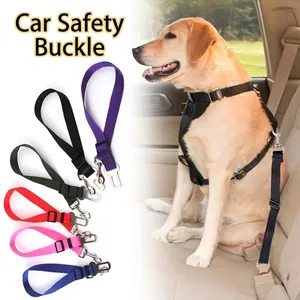 Adjustable pet car seat belt leash in multiple colors for safe travel with dogs or cats