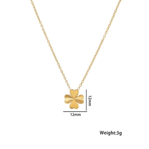 18k gold plated stainless steel four-leaf clover necklace pendant with 12mm size