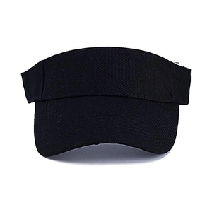 Unisex black empty top sun visor hat with curved brim for running and outdoor sports