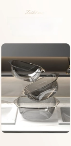 Three-piece set of transparent grey laundry washbasins in large, medium, and small sizes
