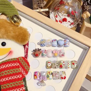 3D Embossed Nail Art Stickers Pink Halloween Christmas Snowman Gingerbread Man Adhesive Decals DIY Manicure Decoration