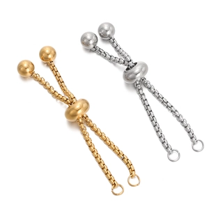Detail of adjustable gold and silver box chain bracelets for DIY jewelry making