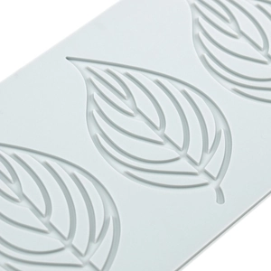 Light blue silicone leaf pattern mold for fondant lace and molecular gastronomy decoration