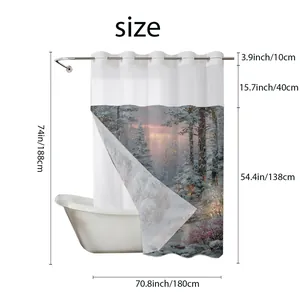 Detailed size chart for the winter forest print waterproof bathroom shower curtain