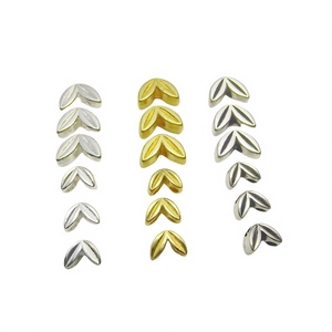 Leaf-shaped silver and gold alloy spacer beads for DIY jewelry making and necklaces