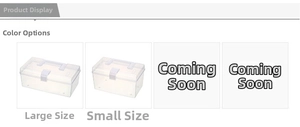 Clear plastic storage boxes in large and small sizes featuring secure handles and latches