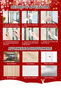 Guide for applying Christmas elk snowflake static decals on glass and smooth tile surfaces