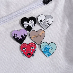 Heart Enamel Pin Alloy Artistic Skeleton Waves Creation Of Adam Brooch Badge For Clothing Bags Backpacks Accessories
