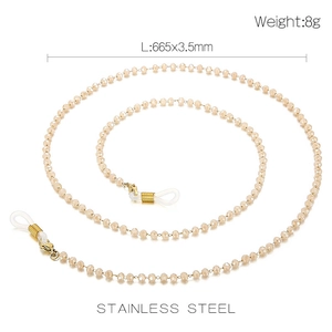 Champagne stainless steel beaded eyewear chain measuring 665mm in length and 3.5mm bead diameter
