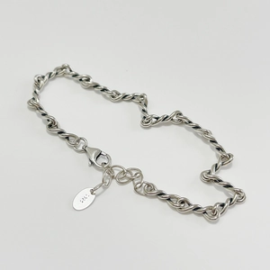 925 sterling silver handmade twisted rope chain bracelet with lobster clasp and extender