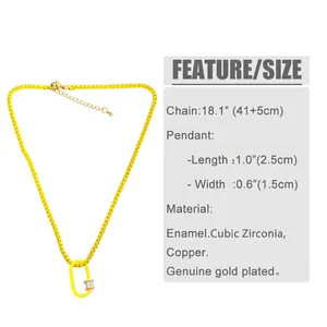 Guida alle taglie della collana in smalto giallo con zirconi e dettagli in oro placcato