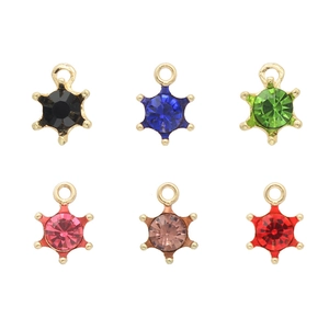 Hexagon star crystal pendants in six vibrant colors with gold plated metal settings