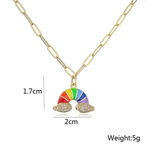 Rainbow and cloud pendant dimensions: 1.7cm high, 2cm wide, with 5g weight specifications