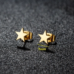 Minimalist 7mm gold star stud earrings in stainless steel for women fashion