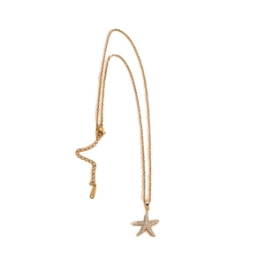 Elegant gold starfish pendant necklace with cubic zirconia on adjustable chain