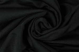 Close-up of black elastic knit fabric texture showing fine weave and soft luster