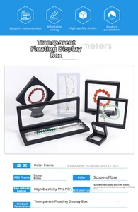 Detailed view of square PE film suspension jewelry box with ABS frame for 3D storage