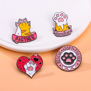 Cute Cat Paw Enamel Pins Cartoon Animal Alloy Brooch Badges For Backpack Clothes Pet Rescue Adopt Foster Theme Jewelry