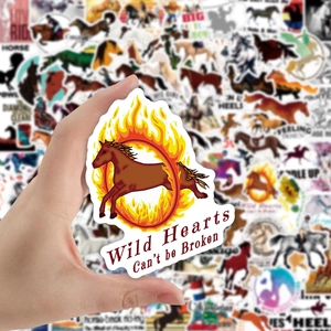 Waterproof vinyl horse jumping through a fire ring sticker for skateboards and laptops