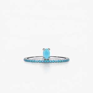 925 Sterling Silver Ring With Turquoise Crown Bohemian Style For Women Vintage Jewelry Gift