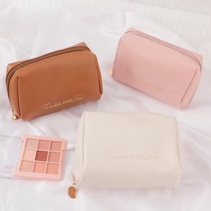 Mini PU leather makeup bags with moon pendant and Twinkle little Star gold print
