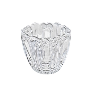 Nordic crystal glass thumb cup candle holder with elegant vertical ribbed textured patterns