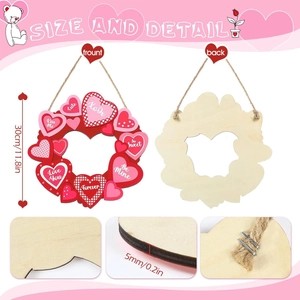 30cm Valentine's Day heart wooden wreath decoration with Love You and Forever patterns