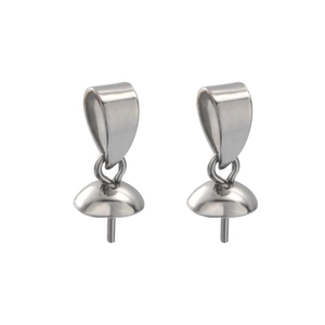 Polished stainless steel pendant clasp connectors for DIY pearl jewelry making
