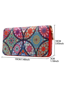 Dimensional diagram showing ethnic style wallet: Length 19cm, Height 10cm, Thickness 3cm