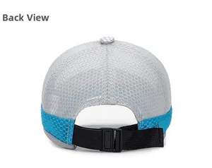 Detail back view of kids breathable mesh baseball cap with adjustable buckle