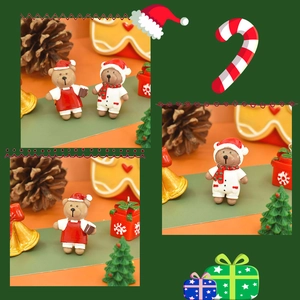 Handcrafted Christmas resin brown bears with hats for DIY festive crafts and decorations