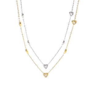 Elegant 18k gold and silver stainless steel necklaces with zircon heart pendants