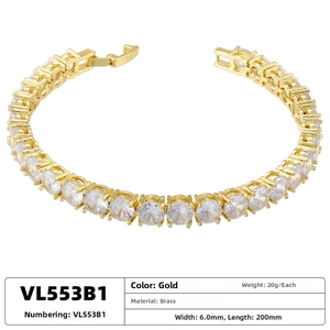 Detailed view of a 6mm gold-tone tennis bracelet with brilliant cubic zirconia inlays