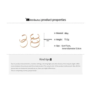 Detailed specs of six-piece gold alloy open C-shaped bracelets set for women