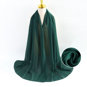 Sciarpa in chiffon di perle verde scuro e hijab a bolle da donna con dettagli