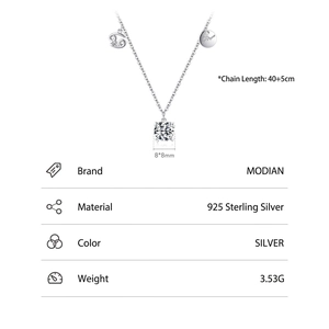 Collana segno Cancro in argento 925 con ciondolo in zircone rotondo 8mm e catena argento