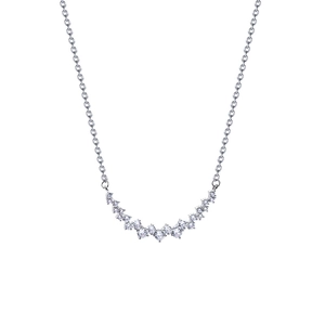 Sparkling butterfly pendant necklace with V-shaped silver chain and round zircon stones
